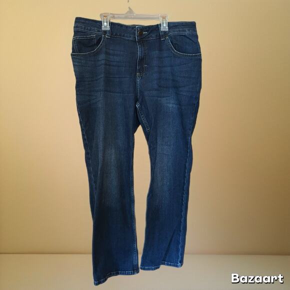 Lee Mid Rise Bootcut Jeans Plus Size 16 Petite Womens Dark Wash Blue - Picture 1 of 7